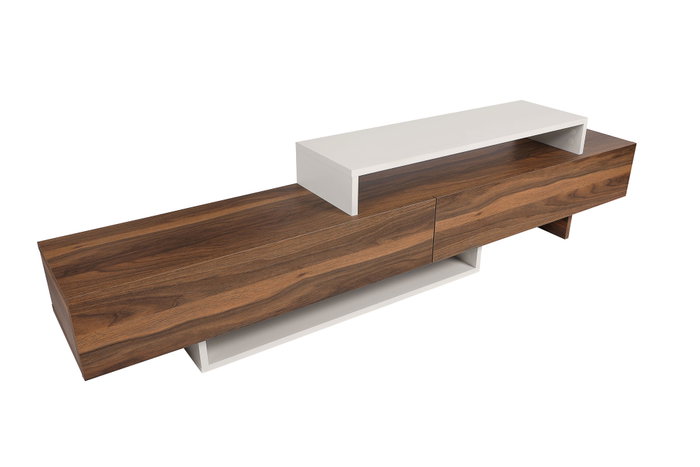 Hanah Home Nirvana Mueble de TV Blanco y Teca